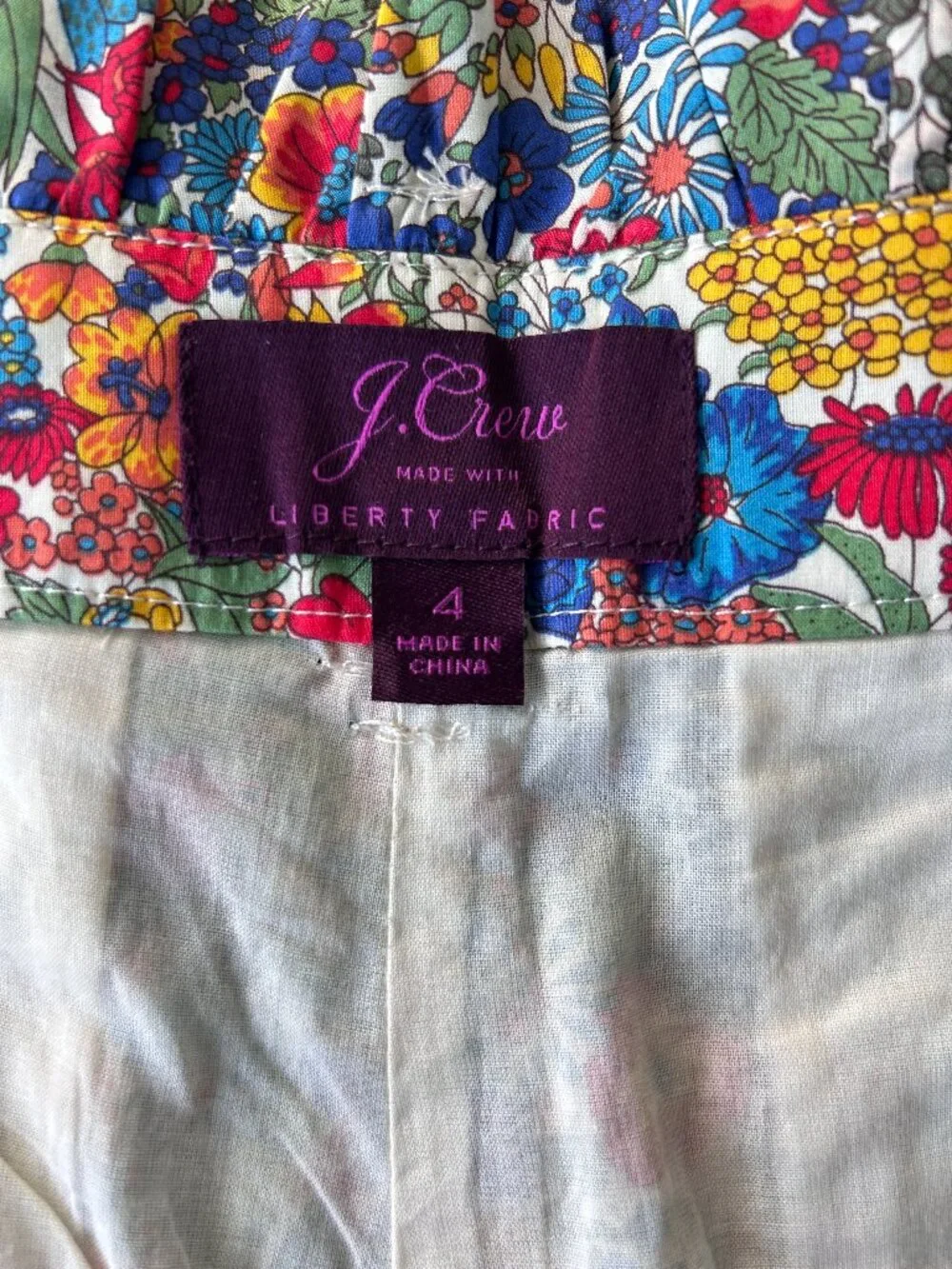 J Crew Liberty High-Waisted Floral Belted Women’s Shorts - Multicolor Size 4
